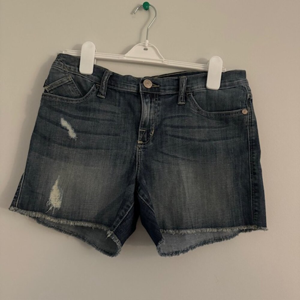 Rock & Republic Distressed Jean Shorts - Dark Blue